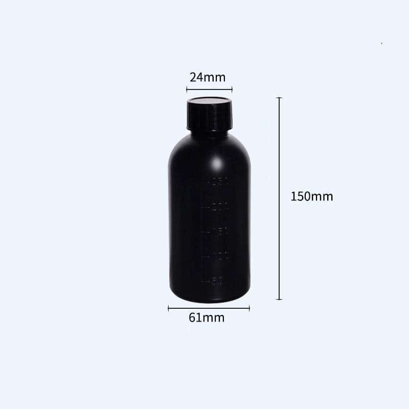 Narrow mouth bottles with screw cap, Plastic HDPE, black,capacity 250 ml to 1.000 ml