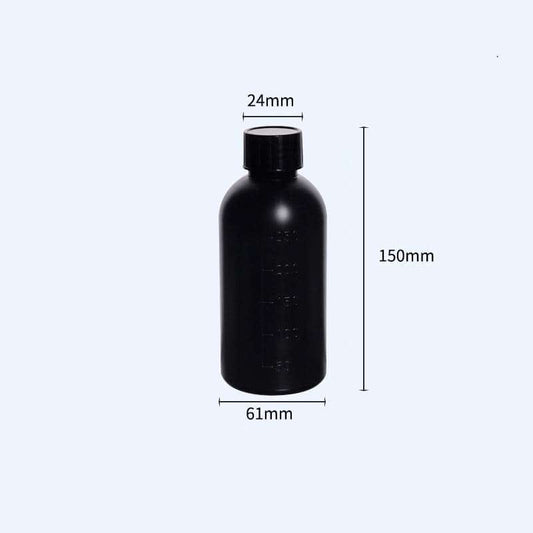 Narrow mouth bottles with screw cap, Plastic HDPE, black,capacity 250 ml to 1.000 ml