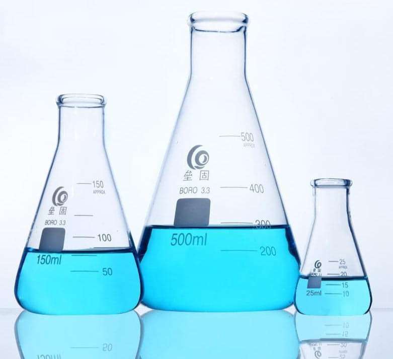 Narrow neck erlenmeyer flask, heavy duty, clear glass, 25 ml to 5.000 ml