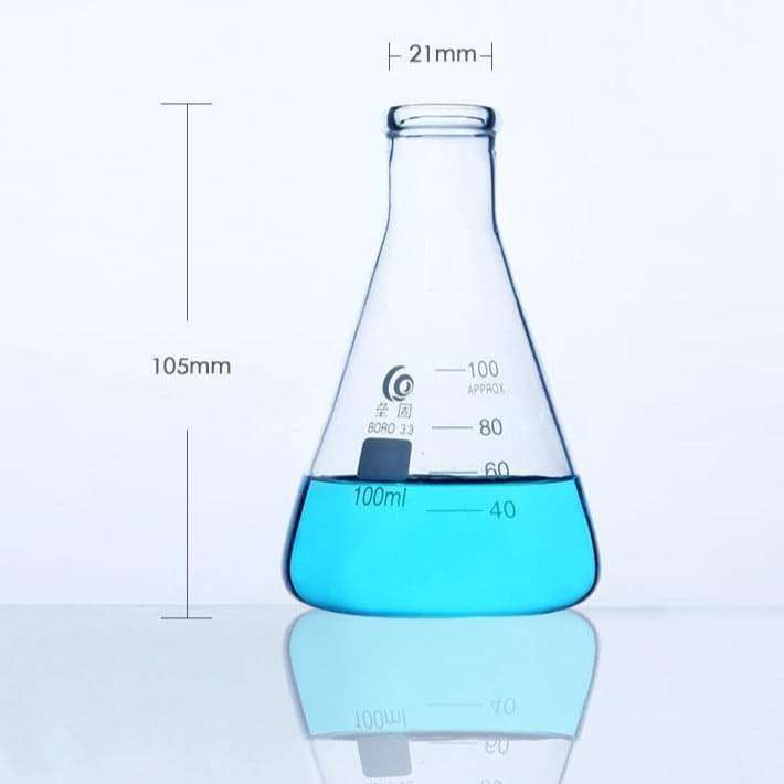Narrow neck erlenmeyer flask, heavy duty, clear glass, 25 ml to 5.000 ml