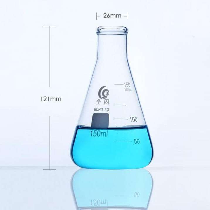 Narrow neck erlenmeyer flask, heavy duty, clear glass, 25 ml to 5.000 ml