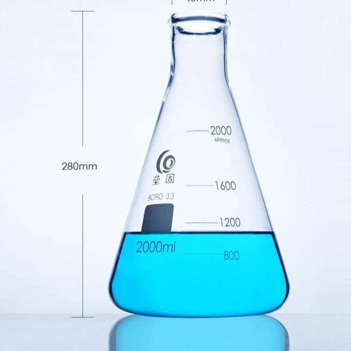 Narrow neck erlenmeyer flask, heavy duty, clear glass, 25 ml to 5.000 ml