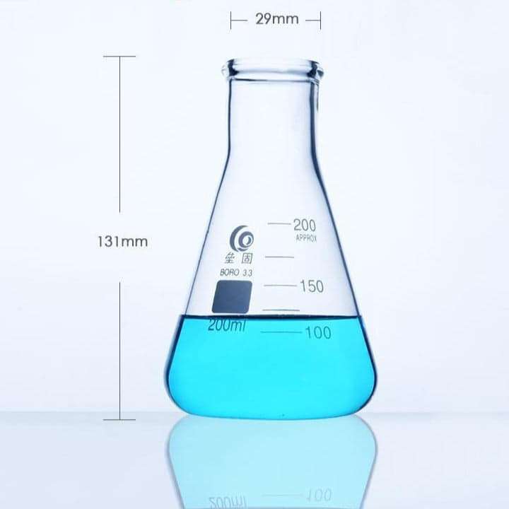 Narrow neck erlenmeyer flask, heavy duty, clear glass, 25 ml to 5.000 ml