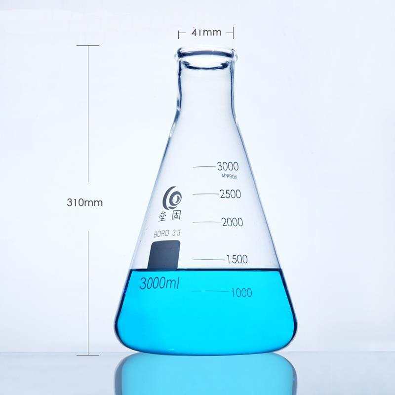 Narrow neck erlenmeyer flask, heavy duty, clear glass, 25 ml to 5.000 ml