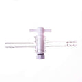 One-way tap with PTFE stopcock and hose connector, tube diameter 8 to 12 mm