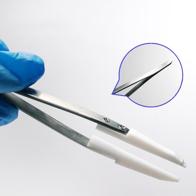 PTFE Tip Tweezers with Stainless Steel Handle, Chemical Resistant