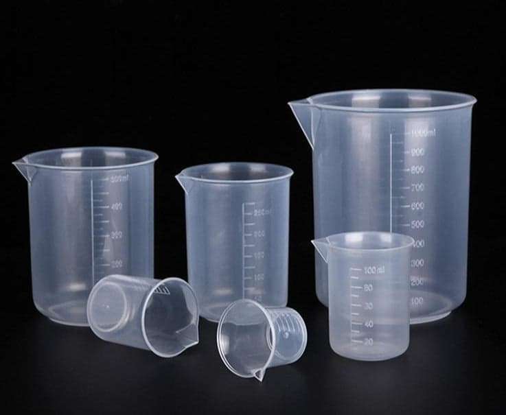 Plastic Measuring Beaker, 25 to 1,000 ml, Transparent PP