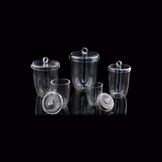 Quartz crucible with lid, capacity 5 to 300 ml