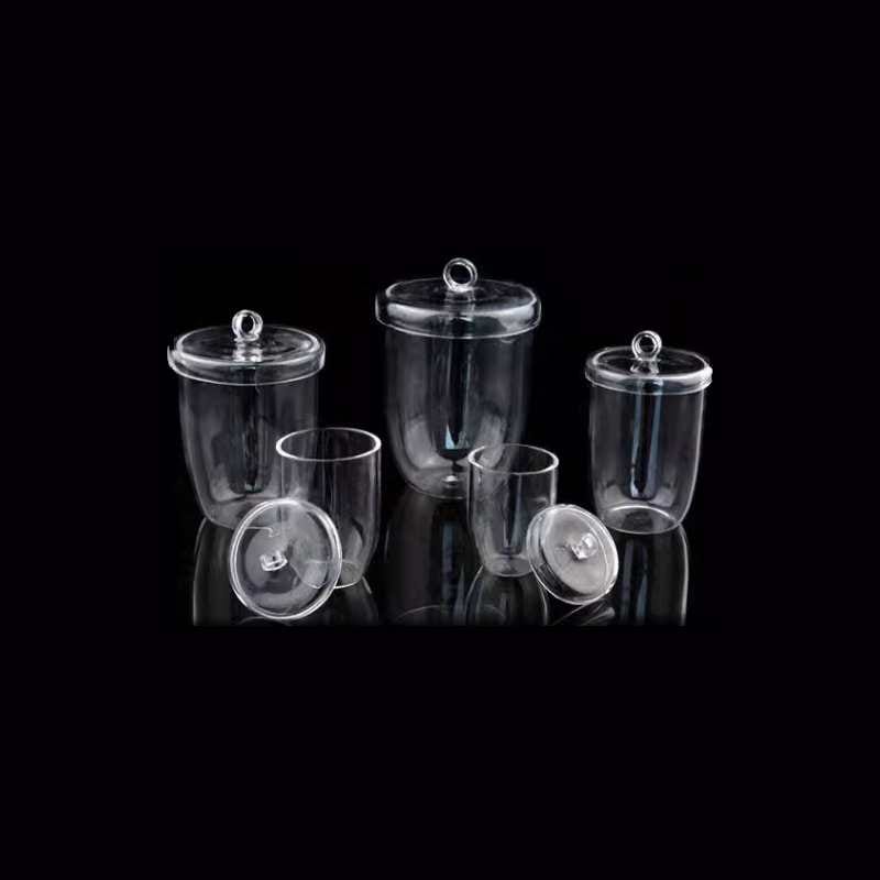 Quartz crucible with lid, capacity 5 to 300 ml