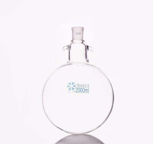 Round bottom flask with joint and hooks, capacity 50 to 20.000 ml
