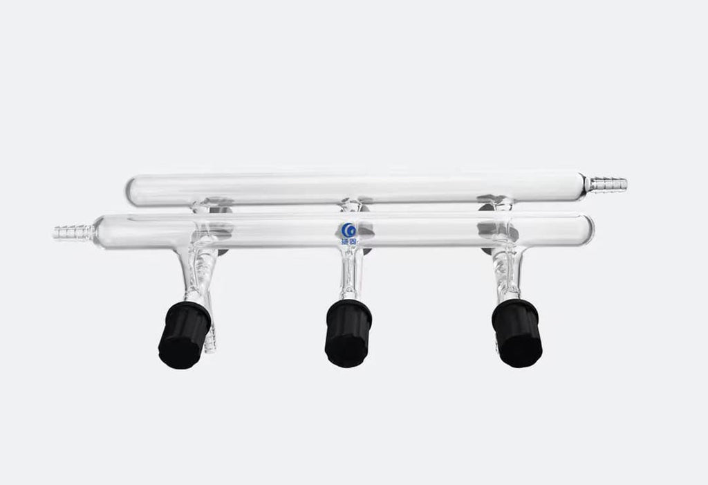 Schlenk Line with PTFE High-Vacuum Valves, Double Bank, 3-5 Ports