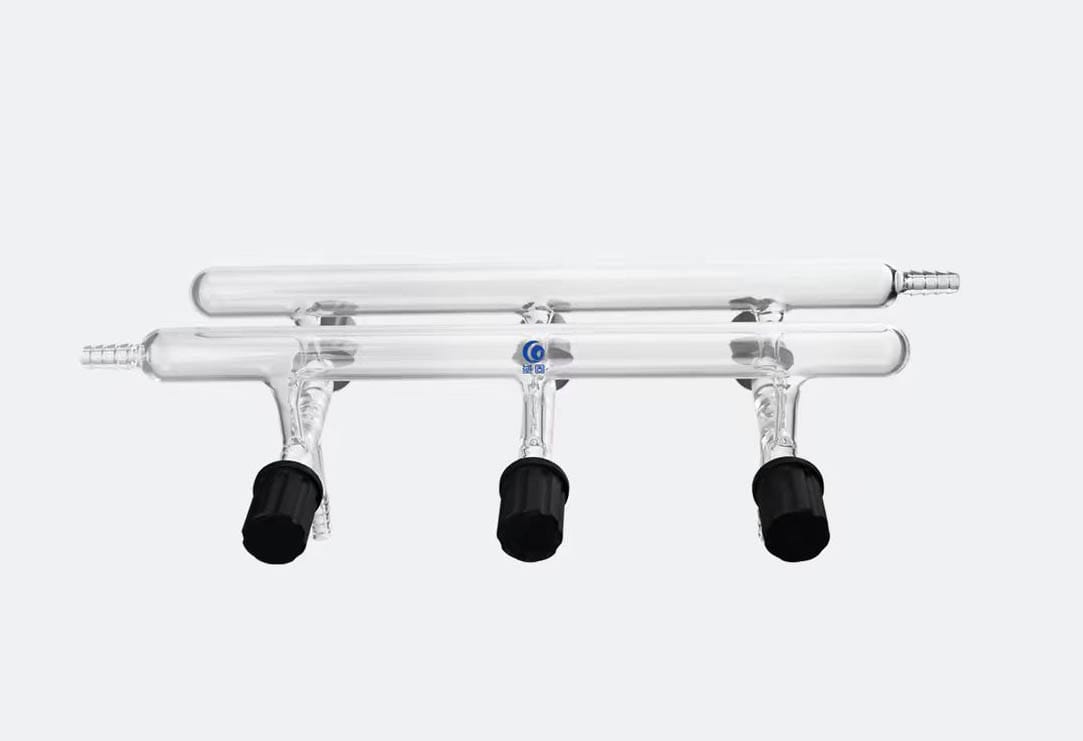Schlenk Line with PTFE High-Vacuum Valves, Double Bank, 3-5 Ports
