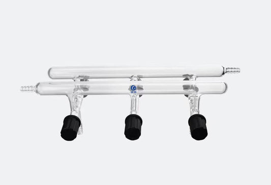 Schlenk Line with PTFE High-Vacuum Valves, Double Bank, 3-5 Ports