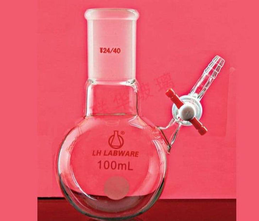 Schlenk round flask with joint and stopcock on side, capacity 50 to 1.000 ml