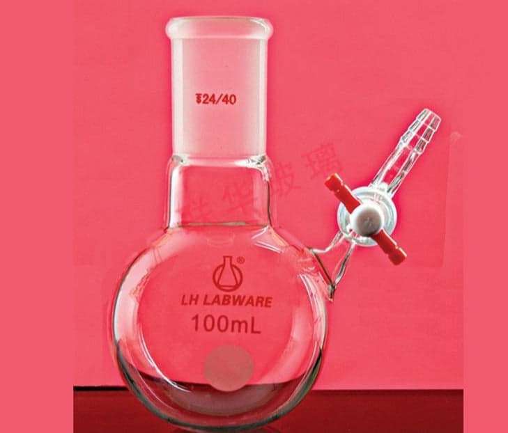 Schlenk round flask with joint and stopcock on side, capacity 50 to 1.000 ml