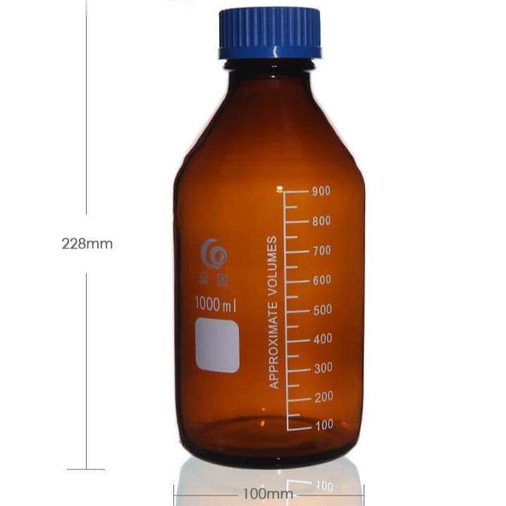 Screw Top Bottle, Brown Glass, Graduated, 25 ml to 1.000 ml