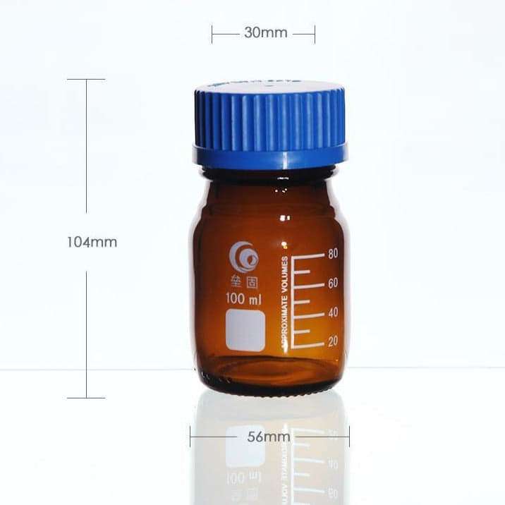 Screw Top Bottle, Brown Glass, Graduated, 25 ml to 1.000 ml