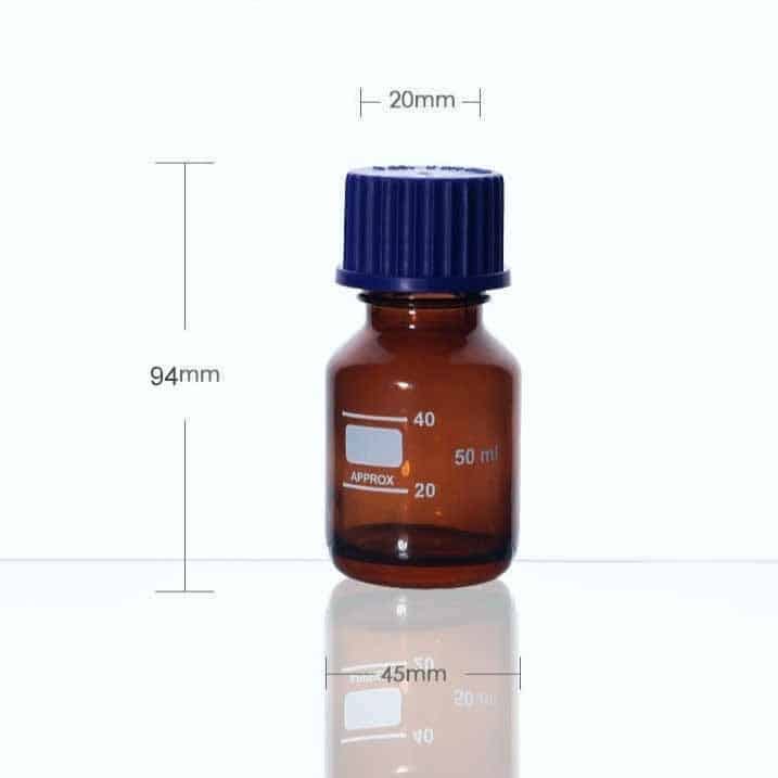 Screw Top Bottle, Brown Glass, Graduated, 25 ml to 1.000 ml