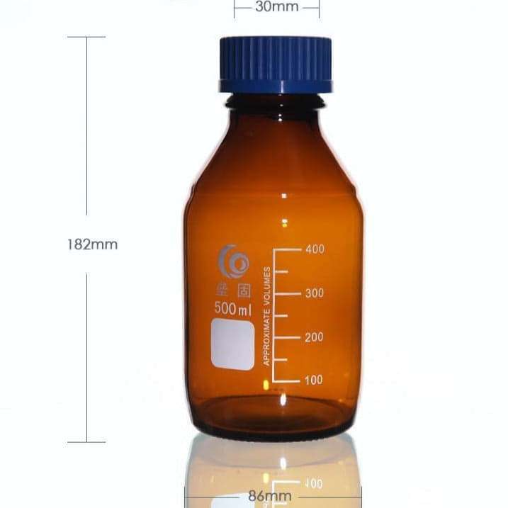 Screw Top Bottle, Brown Glass, Graduated, 25 ml to 1.000 ml