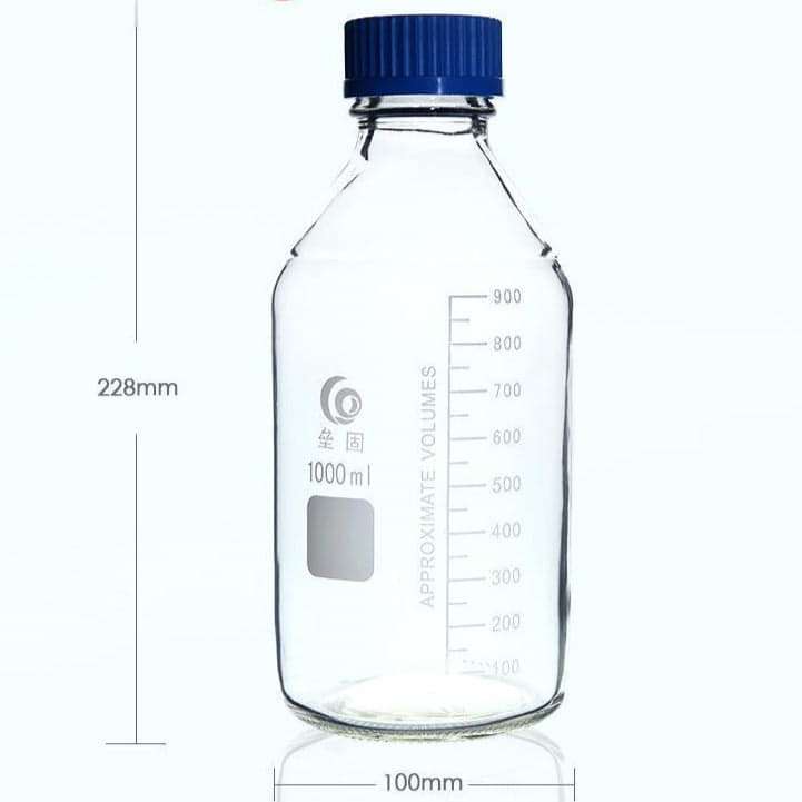 Screw Top Bottle, Clear Glass, Graduated, 25 ml-1,000 ml