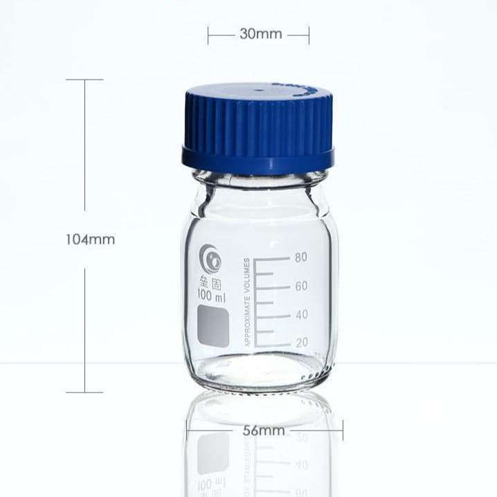 Screw Top Bottle, Clear Glass, Graduated, 25 ml-1,000 ml