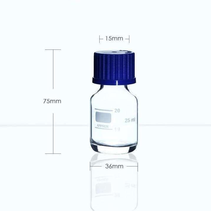 Screw Top Bottle, Clear Glass, Graduated, 25 ml-1,000 ml