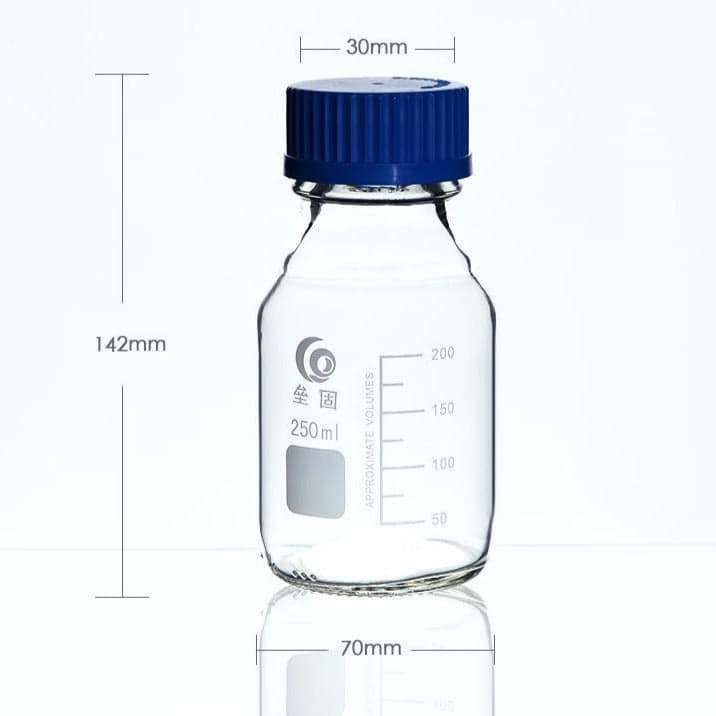 Screw Top Bottle, Clear Glass, Graduated, 25 ml-1,000 ml