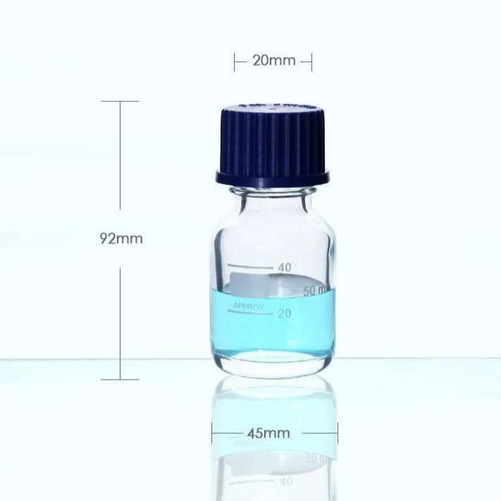 Screw Top Bottle, Clear Glass, Graduated, 25 ml-1,000 ml
