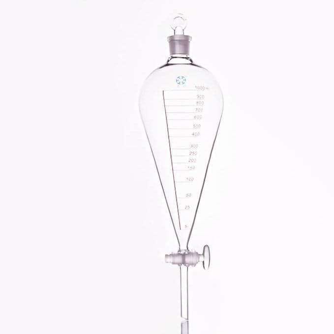 Graduated Squibb Separating Funnel, Glass Stopcock, 125 to 1000 ml