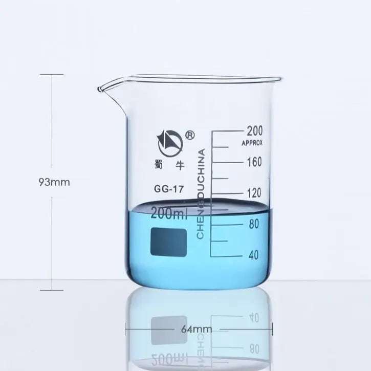 Short Beaker with Spout and Graduations, 25 ml to 10,000 ml