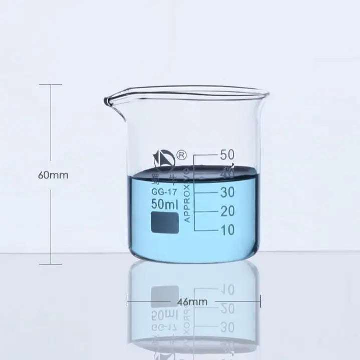 Short Beaker with Spout and Graduations, 25 ml to 10,000 ml