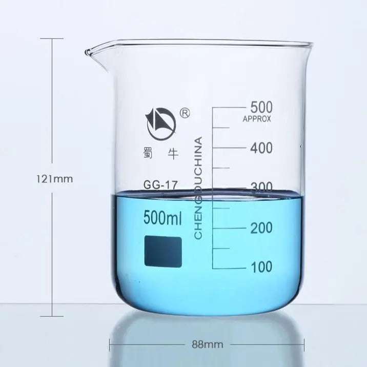 Short Beaker with Spout and Graduations, 25 ml to 10,000 ml