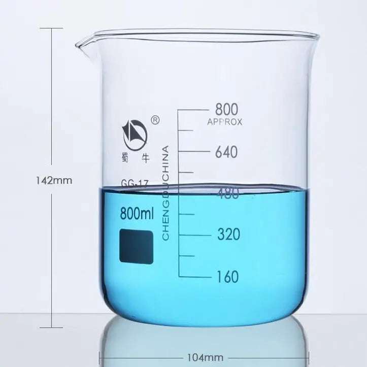 Short Beaker with Spout and Graduations, 25 ml to 10,000 ml