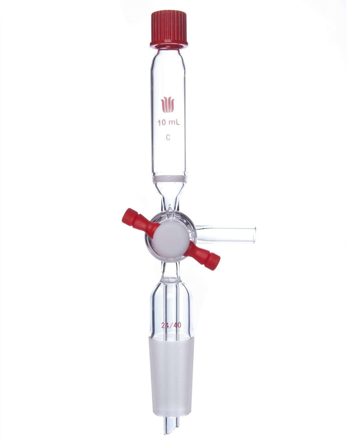 Solid-phase peptide synthesis vessel with joint and T-bore PTFE stopcock, capacity 10 to 500 ml