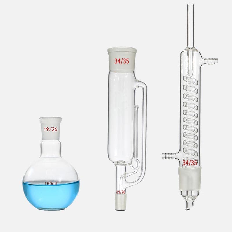 Soxhlet extractor set in 3 parts, with graham condenser