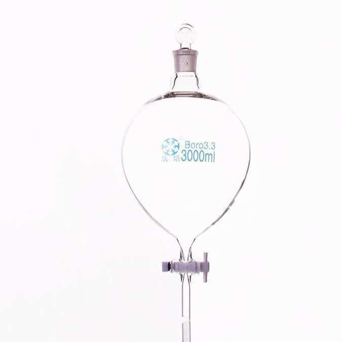 Spherical separating funnel with PTFE stopcock, capacity 60 ml to 3.000 ml