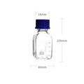 Square bottle with screw cap, clear glass, graduated, 100 ml to 1.000 ml