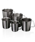 Stainless steel measuring beaker with handle, capacity 500 to 2.000 ml