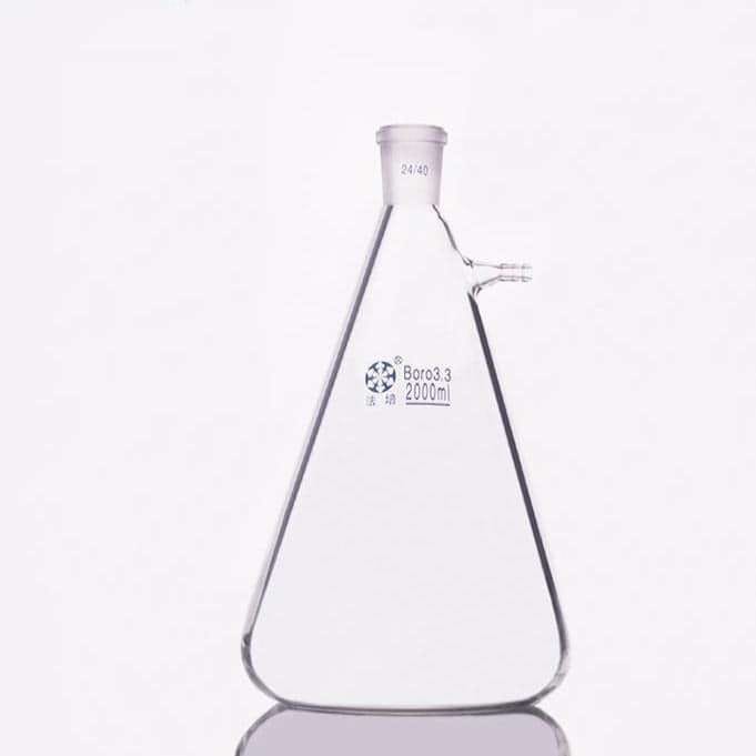 Suction bottle in erlenmeyer shape with joint, capacity 125 to 20.000 ml