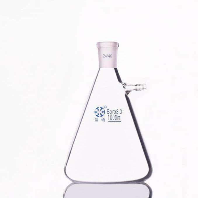 Suction bottle in erlenmeyer shape with joint, capacity 125 to 20.000 ml