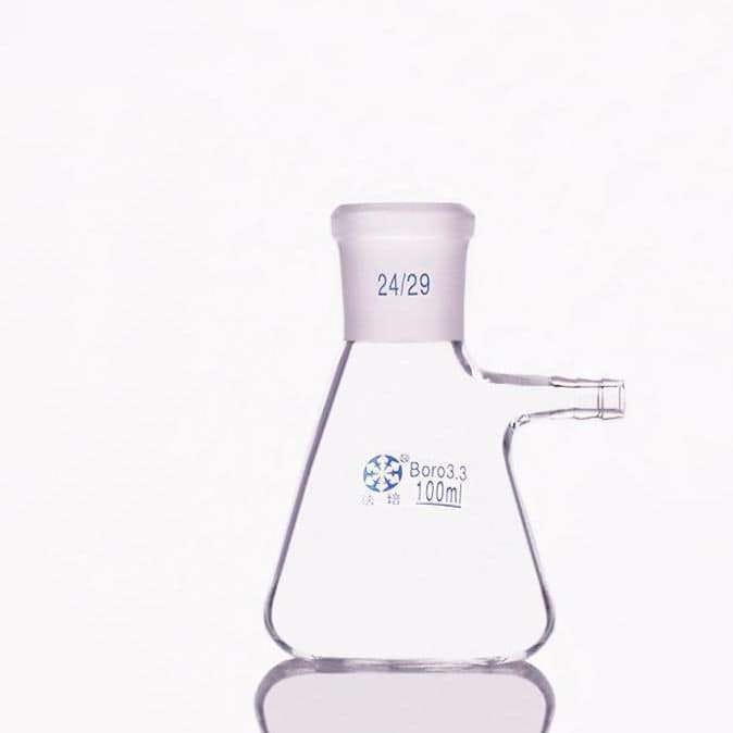 Suction bottle in erlenmeyer shape with joint, capacity 125 to 20.000 ml