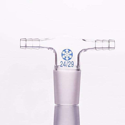T-shaped connecting adapter with 2 hose connectors