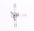 T-shaped three-way tap with PTFE stopcock and hose connectors, tube diameter 8 to 12 mm