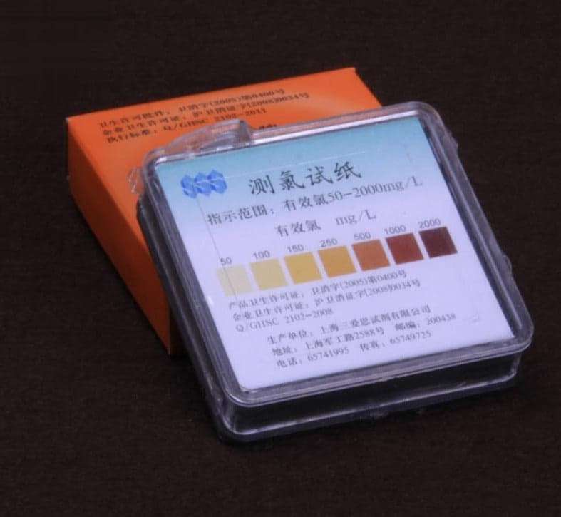 Test paper for chlorine, measuring range 50 to 2000 mg/L , 4 meter/pack