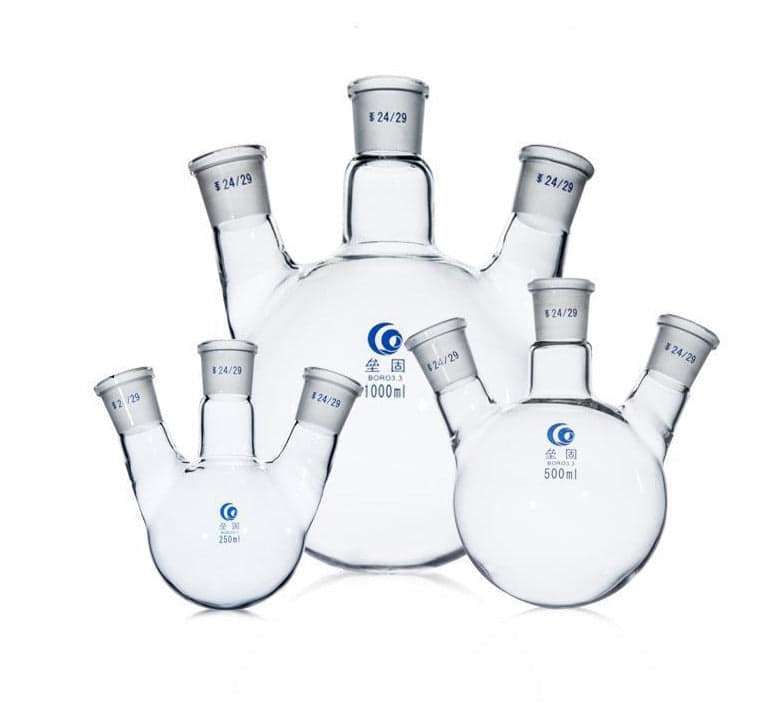 Three-Necked Round-Bottom Flask, Bevelled Side Necks, 50 ml to 20.000 ml