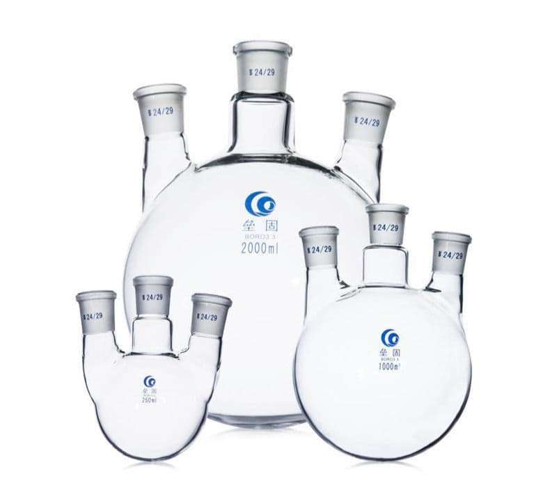Three-necked round-bottom flask, parallel side necks, 50 ml to 20.000 ml