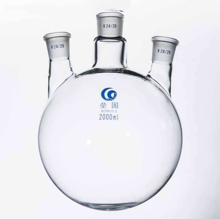 Three-necked round-bottom flask, parallel side necks, 50 ml to 20.000 ml
