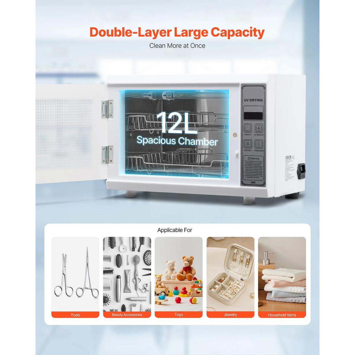 Nail Tool Cleaning Machine, 12L Large Capacity, Tool Cabinet Cleaner Box