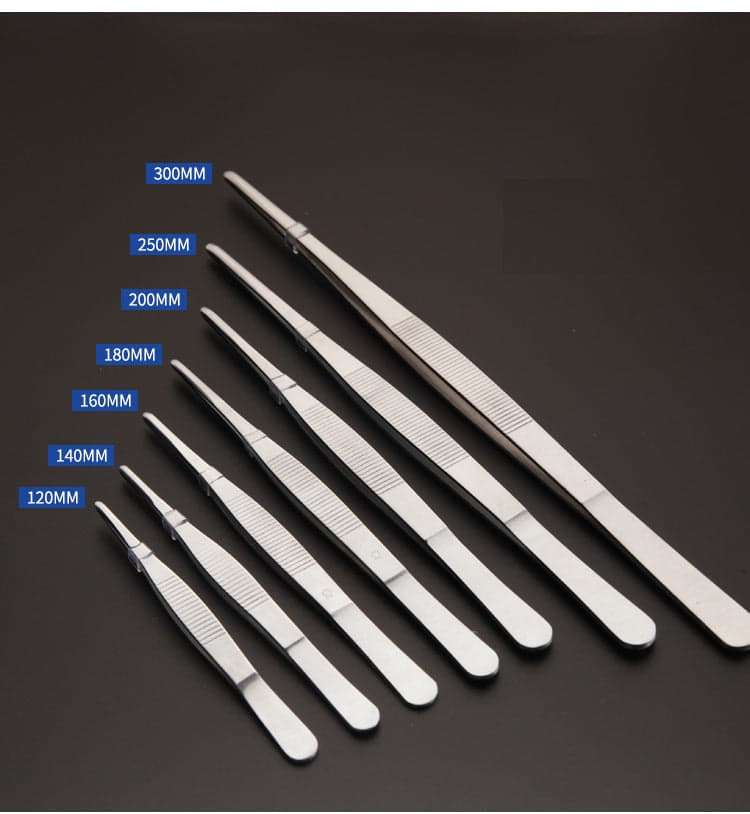 Tweezers with straight tip, length 10 to 30 cm