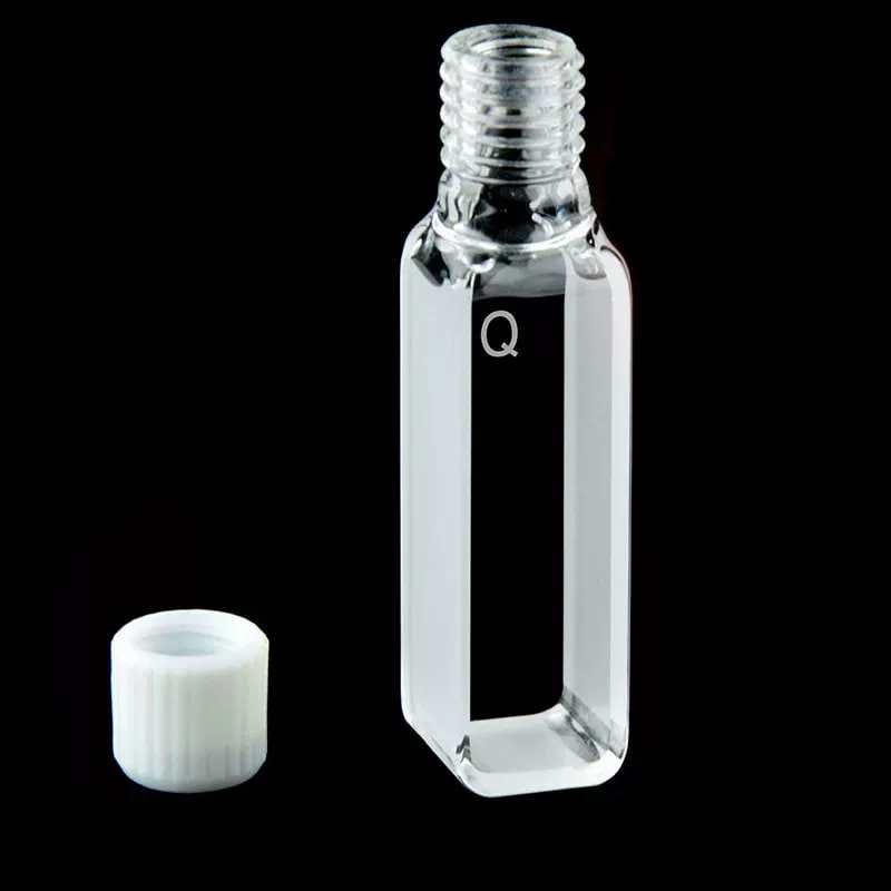 UV quartz cuvettes with PTFE screw cap, 2 clear windows